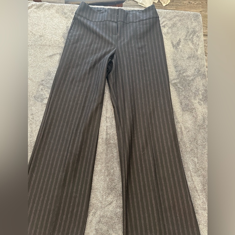 New York & Company Black Pinstripe Wide Leg Pants